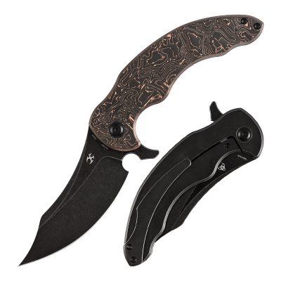 KANSEPT GILGAMESH FOLDING KNIFE 3.75" CPM S35VN BLADE COPPER CARBON FIBER / BLACKWASH TITANIUM - K1128A4