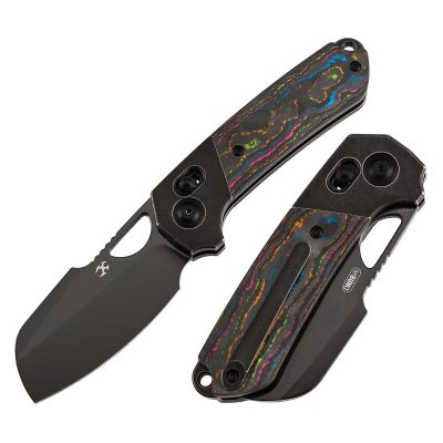 KANSEPT NAHUAL FOLDING KNIFE 2.95" MagnaCut BLADE BLACKWASH TITANIUM / 80S CAMO CARBON FIB - K2125V1