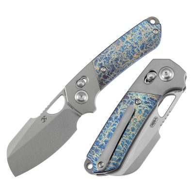 KANSEPT NAHUAL FOLDING KNIFE 2.95" MagnaCut BLADE BEADBLASTED TITANIUM / LIGHTNING STRIKE  - K2125V5