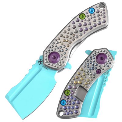 KANSEPT MINI KORVID FOLDING KNIFE 1.45" CPM S35VN BLADE GRADIENT TITANIUM WITH DIMPLES - K3030A10