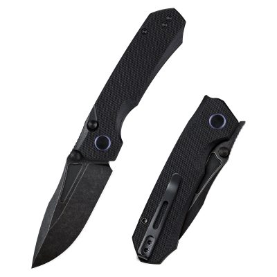 REMETTE RT-RHINO FOLDING KNIFE 3.07" D2 BLACK STONEWASH BLADE BLACK G10 HANDLE EDC