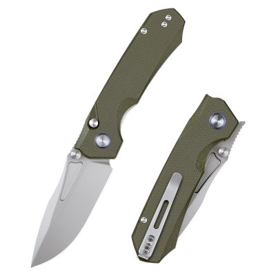REMETTE RT-RHINO FOLDING KNIFE 3.07" D2 SANDBLAST BLADE OD GREEN G10 HANDLE EDC