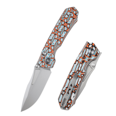 REMETTE RT-RHINO FOLDING KNIFE 3.07" D2 SATIN BLADE ORANGE/BLUE/WHITE G10 HANDLE EDC