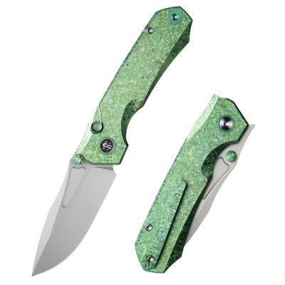 REMETTE RT-RHINO FOLDING KNIFE 3.07" M390 SATIN PEARLESCENT BLADE GREEN TITANIUM HANDLE EDC