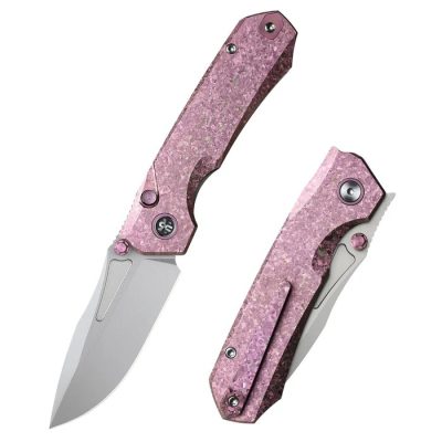 REMETTE RT-RHINO FOLDING KNIFE 3.07" M390 SATIN PEARLESCENT BLADE PINK TITANIUM HANDLE EDC