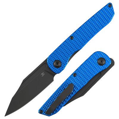 KANSEPT NETTLE FOLDING KNIFE 3.28" 154CM BLADE BLUE ANODIZED ALUMINUM WITH DIAMOND TEXT - T1103A2