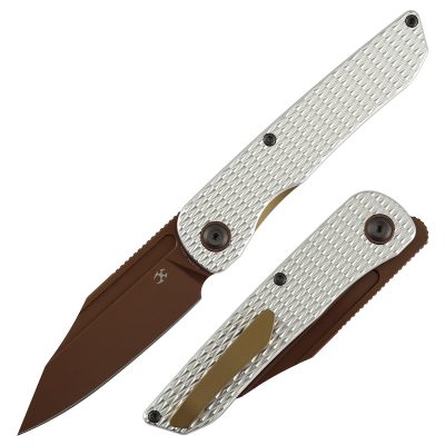 KANSEPT NETTLE FOLDING KNIFE 3.28" 154CM BLADE SILVER ALUMINUM WITH DIAMOND TEXTURE - T1103A3