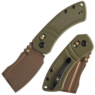 KANSEPT KORVID V FOLDING KNIFE 2.91" D2 BLADE OLIVE GREEN G10 WITH DIAMOND PATTERN - TE2030V2