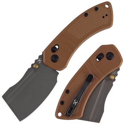KANSEPT KORVID V FOLDING KNIFE 2.91" D2 BLADE BROWN G10 WITH DIAMOND PATTERN - TE2030V4