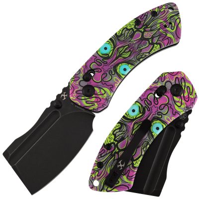 KANSEPT KORVID V FOLDING KNIFE 2.91" D2 BLADE JADE G10 WITH PURPLE UNDEAD PRINT - TE2030V5