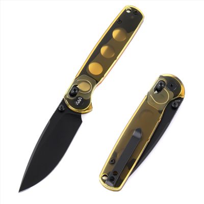 WIXCO DRAX FOLDING KNIFE 3.23" 14C28N BLACK BLADE YELLOW ULTEM (PEI) HANDLE EDC