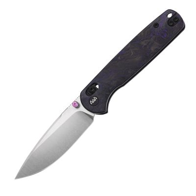 WIXCO DRAX II FOLDING KNIFE 3.23" 14C28N STONEWASH BLADE PURPLE SHREDDED CARBON FIBER HANDLE EDC