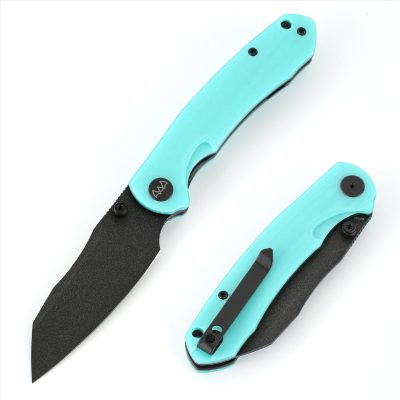 WIXCO AXOR FOLDING KNIFE 3.35" 14C28N BLACK PAINTED BLADE BLUE G10 HANDLE EDC