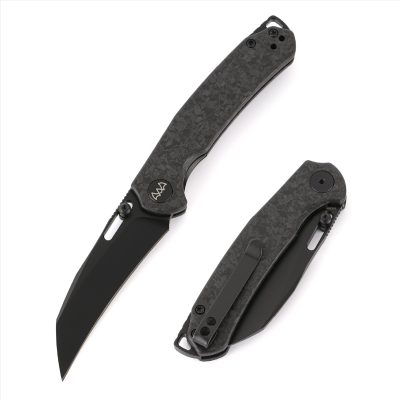 WIXCO WORTEX FOLDING KNIFE 3.1" 14C28N BLACK BLADE BLACK SHREDDED CARBON FIBER HANDLE EDC