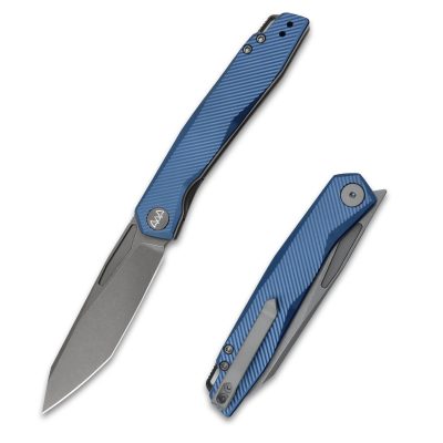 WIXCO FENIX FOLDING KNIFE 3.74" N690 GREY STONEWASH BLADE NAVY BLUE ALUMINUM HANDLE EDC