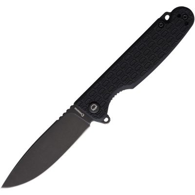 DAGGERR DOPEY FOLDING KNIFE 2.9" D2 BLACK/BW BLADE BLACK FRN HANDLE EDC