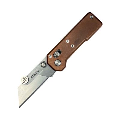 9TIEDC ZS-01 FOLDING KNIFE 3.27" SK2 PLAIN BLADE COPPER HANDLE EDC