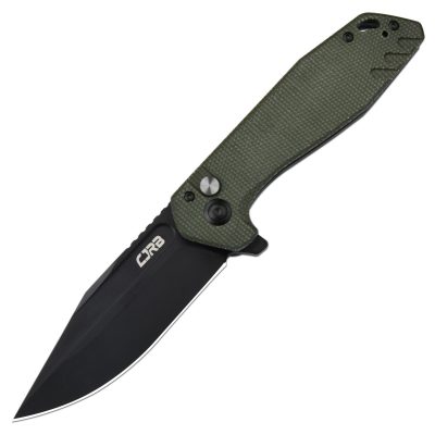 CJRB RIFF FOLDING KNIFE 3.0" AR-RPM9 BLACK PVD BLADE GREEN MICARTA HANDLE EDC