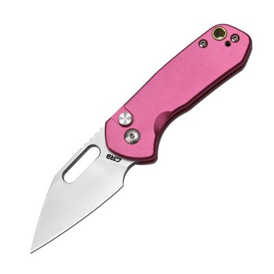 CJRB MINI PYRITE FOLDING KNIFE 2.86" AR-RPM9 SAND POLISH BLADE PINK ALUMINUM HANDLE EDC