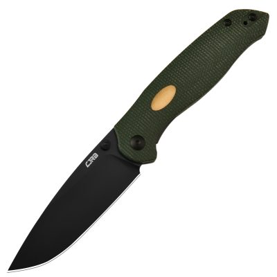 CJRB AES FOLDING KNIFE 3.15" AR-RPM9 BLACK PVD BLADE GREEN MICARTA HANDLE EDC
