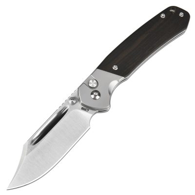 CJRB BOWIE PYRITE FOLDING KNIFE 3.15" AR-RPM9 SATIN BLADE EBONY STEEL HANDLE EDC