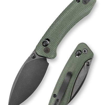 TRIVISA KOALA Koaln-G FOLDING KNIFE 3.34" N690 BLACKWASH BLADE GREEN MICARTA HANDLE EDC