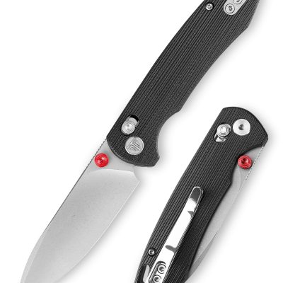 TRIVISA DRAGONFLY Dragonfly-B FOLDING KNIFE 2.99" 14C28N STONEWASH BLADE BLACK G10 HANDLE EDC