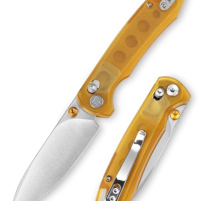 TRIVISA DRAGONFLY Dragonfly-Y FOLDING KNIFE 2.99" 14C28N SATIN BLADE YELLOW PEI HANDLE EDC