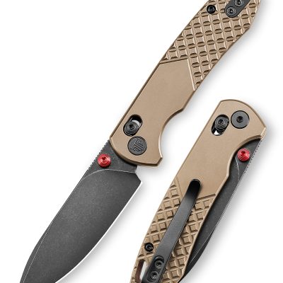 TRIVISA DRAGONFLY Dragonfly-Z FOLDING KNIFE 3.0" M390 STONEWASH BLADE BROWN TITANIUM HANDLE EDC
