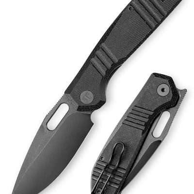 TRIVISA GECKO Gecko-BM FOLDING KNIFE 3.4" 14C28N BLACK BLADE BLACK MICARTA HANDLE EDC