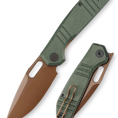 TRIVISA GECKO Gecko-GM FOLDING KNIFE 3.4" 14C28N STONEWASH BLADE GREEN MICARTA HANDLE EDC