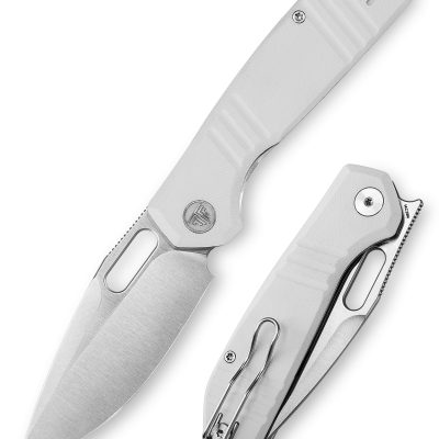 TRIVISA GECKO Gecko-WG FOLDING KNIFE 3.4" 14C28N SATIN BLADE WHITE G10 HANDLE EDC