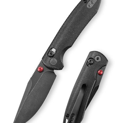 TRIVISA BUTTERFLY Butterfly-BM FOLDING KNIFE 3.15" 14C28N BLACK BLADE BLACK MICARTA HANDLE EDC