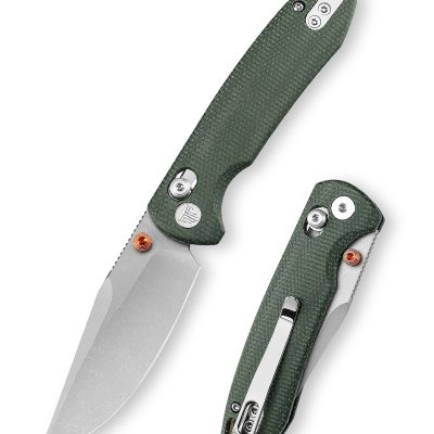 TRIVISA BUTTERFLY Butterfly-GM FOLDING KNIFE 3.15" 14C28N STONEWASH BLADE GREEN MICARTA HANDLE EDC