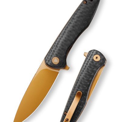 TRIVISA HUMMINGBIRD Hummingbird-CG FOLDING KNIFE 2.9" 14C28N ROSE GOLD BLADE GREY CARBON FIBER G10 HANDLE EDC