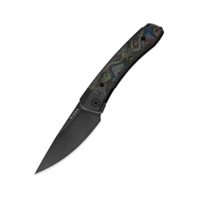 KIZER MINI MOMO FOLDING KNIFE 3.2" S35VN POLISHED DLC BLADE 80S CAMO CARBON TITANIUM HANDLE EDC