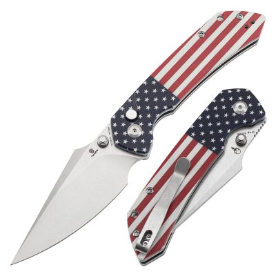 KANSEPT FENRIR T1034F8 KNIFE 3.45" 14C28N STONEWASH BLADE FLAG PRINT JADE G10 HANDLE
