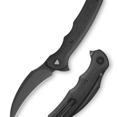 TRIVISA LACERTA Lacerta-04B FOLDING KNIFE 3.34" 14C28N BLACK BLADE BLACK MICARTA HANDLE EDC