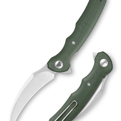TRIVISA LACERTA Lacerta-04G FOLDING KNIFE 3.34" 14C28N STONEWASH BLADE GREEN MICARTA HANDLE EDC