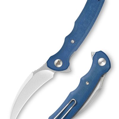 TRIVISA LACERTA Lacerta-04L FOLDING KNIFE 3.34" 14C28N SATIN BLADE BLUE MICARTA HANDLE EDC