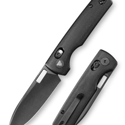 TRIVISA SABRETOOTH Sabretooth-BM FOLDING KNIFE 3.38" 14C28N BLACK BLADE BLACK MICARTA HANDLE EDC
