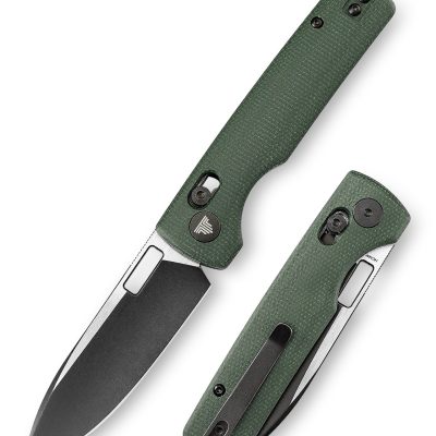 TRIVISA SABRETOOTH Sabretooth-GM FOLDING KNIFE 3.38" 14C28N STONEWASH BLADE GREEN MICARTA HANDLE EDC