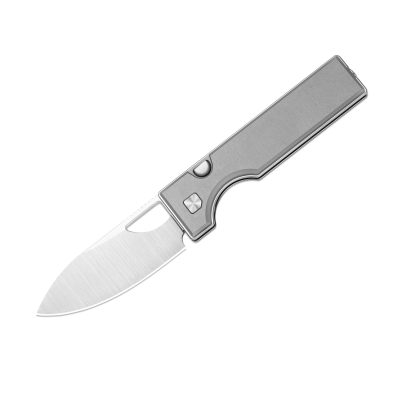 KIZER LITTLE RINGBO FOLDING KNIFE 2.95" AEB-L SATIN BLADE GRAY ALUMINUM HANDLE EDC