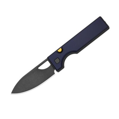 KIZER LITTLE RINGBO FOLDING KNIFE 2.95" AEB-L GRAY PVD/STONEWASH BLADE BLUE ALUMINUM HANDLE EDC