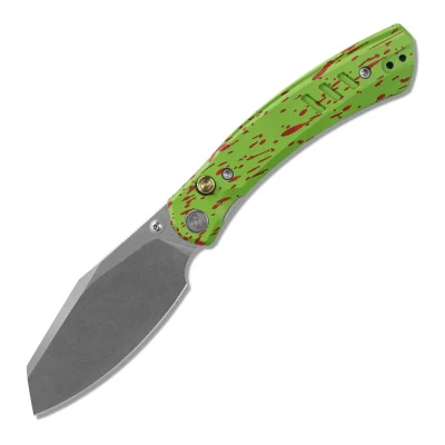 M MIGURON KAROK FOLDING KNIFE 3.4" D2 STONEWASH BLADE GREEN ALUMINUM HANDLE EDC